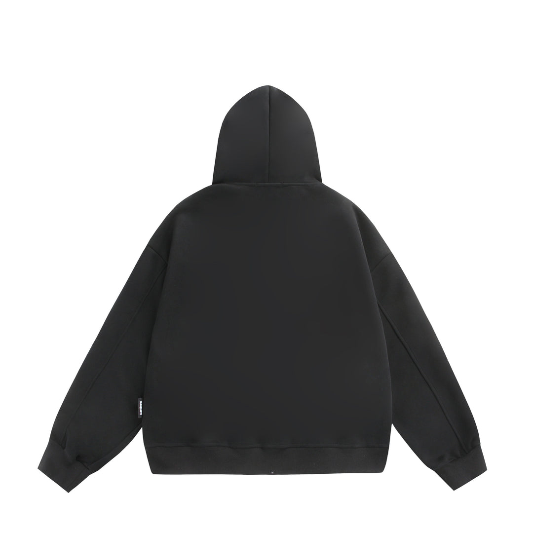 Unisex Hooded Sweat Jacket with Double Zipper and Decorative Seam Panel Mune Fashion