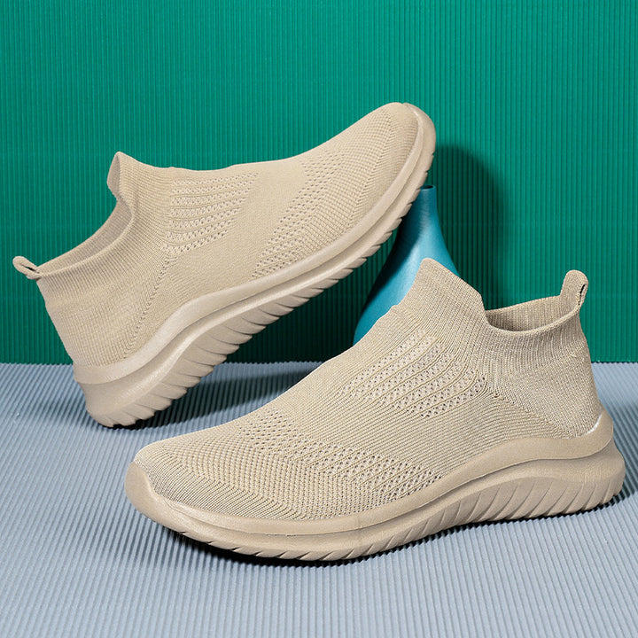 Unisex nan breathable knitted slip-on shoe with elastic shaft and shock-absorbing sole Mune Fashion