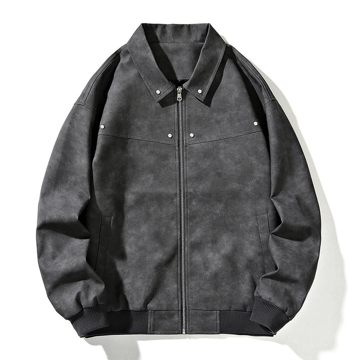 Men's Oversize Bomber Jacket in Suede Look with Zipper and Ribbed Cuffs Mune Fashion