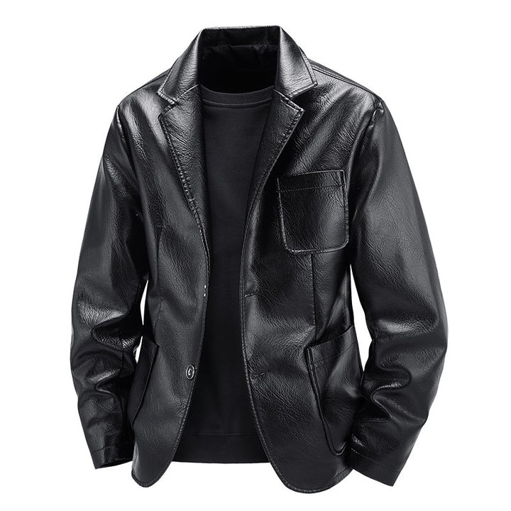 Men's Elegant Faux Leather Jacket in Modern Blazer Style Mune Fashion