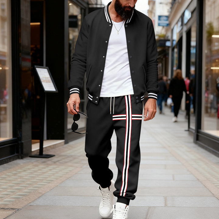Men's sporty two-piece set bomber jacket and joggers with side contrast stripe Mune Fashion