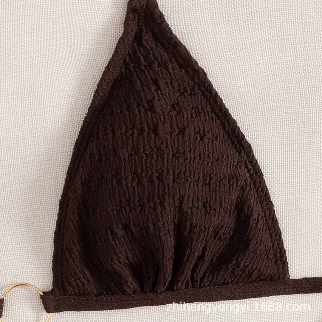 Ladies triangle bikini with golden chain embellishments Mune Fashion