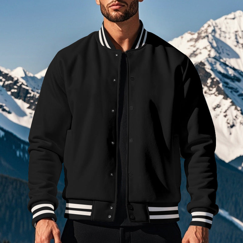 Men's stylish college varsity jacket with ribbed collar, elastic cuffs, and warming thermal padding Mune Fashion