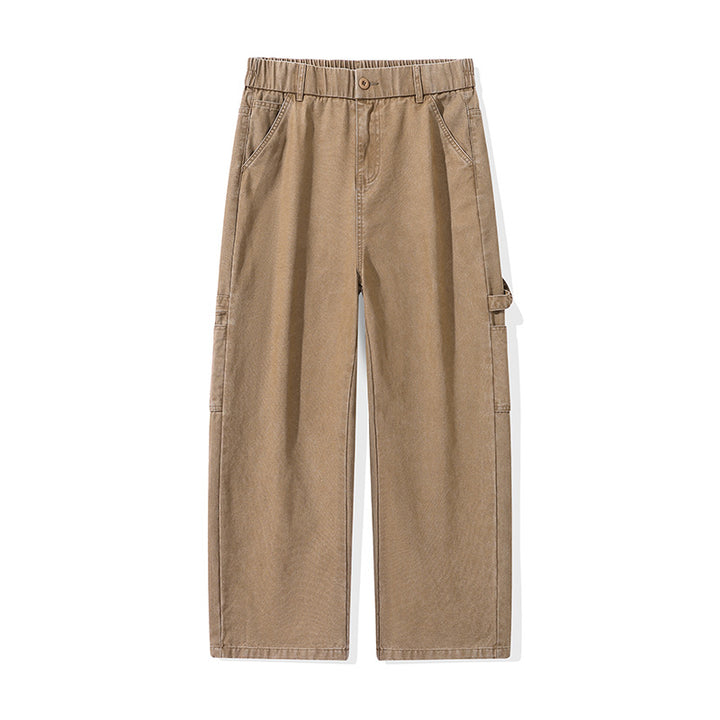 Men's Wide Utility Cargo Pants with Elastic Waistband and Straight Leg Drune