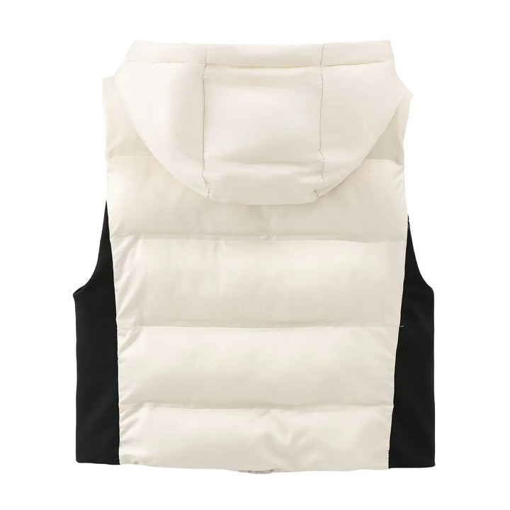 Unisex padded quilted vest with hood and side drawstring inserts Mune Fashion