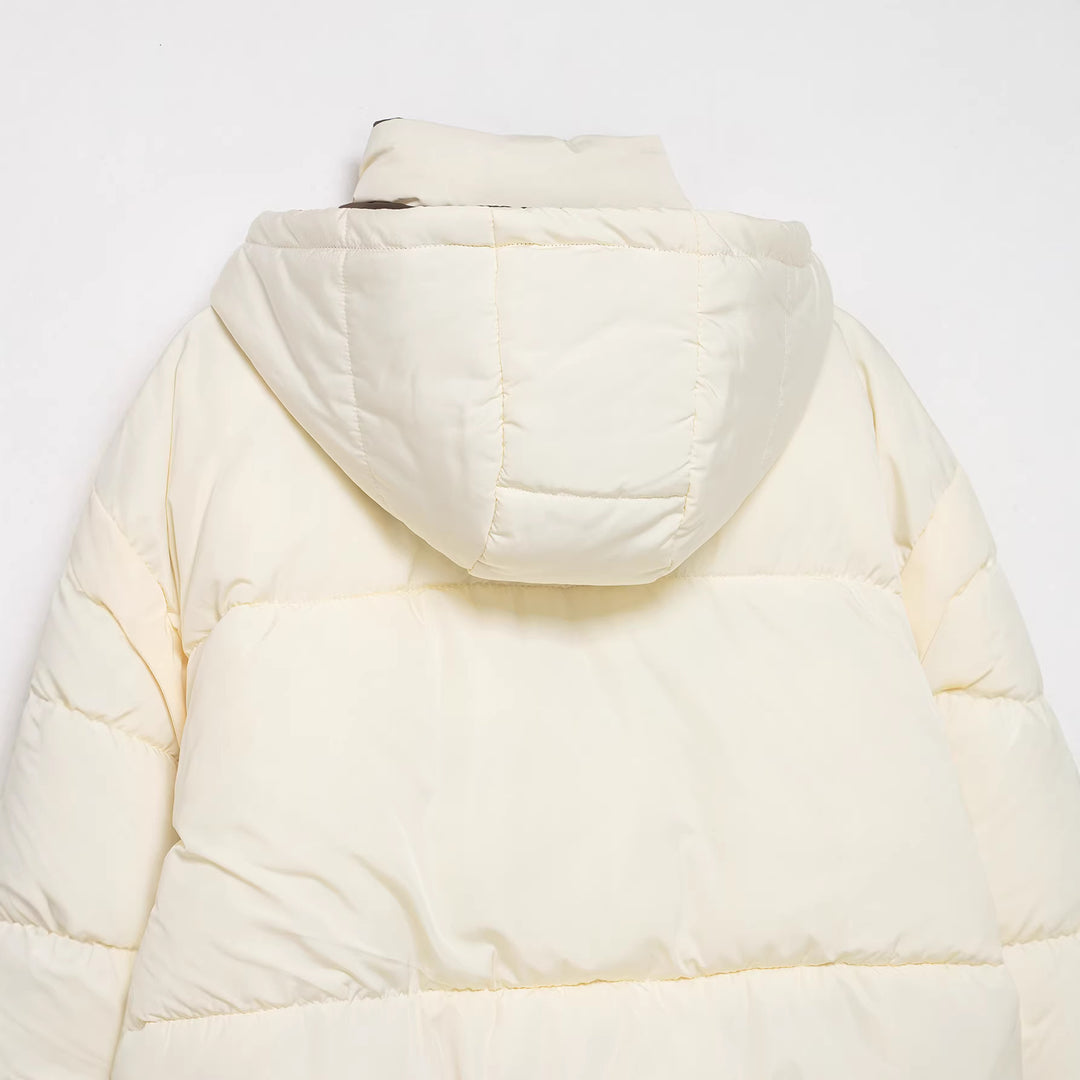 Women's quilted down jacket with high stand-up collar and removable hood Mune Fashion