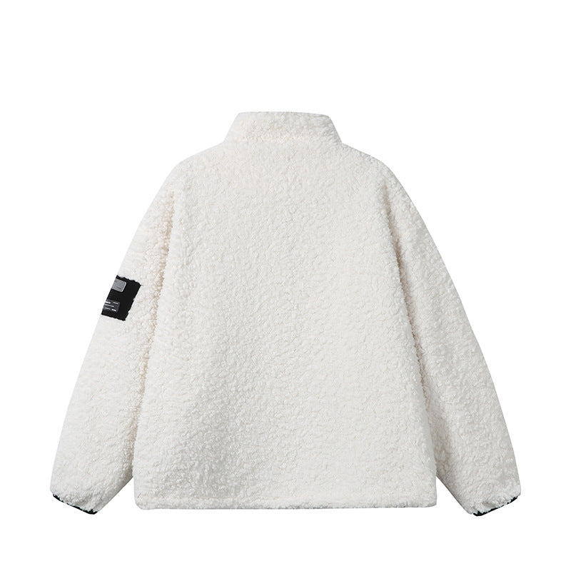 Unisex Teddy Fleece Jacket with Stand-up Collar, High Warmth and Contrasting Zipper Mune Fashion