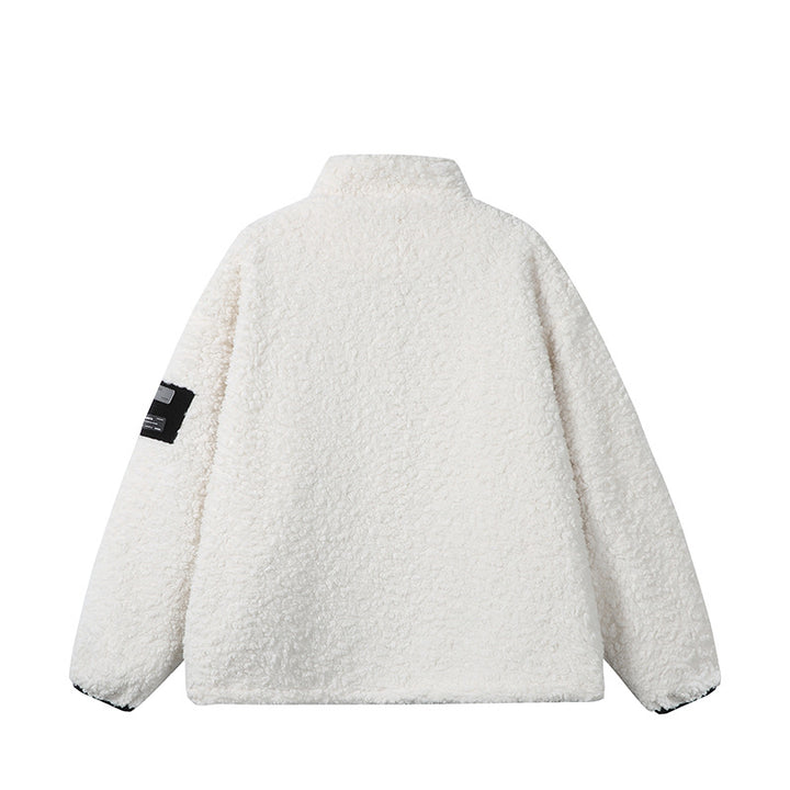 Unisex Teddy Fleece Jacket with Stand-up Collar, High Warmth and Contrasting Zipper Mune Fashion