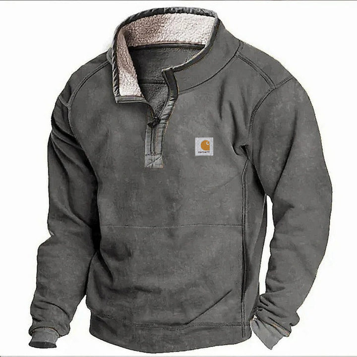 Men's Sherpa fleece pullover with half zipper and contrast trim Mune Fashion