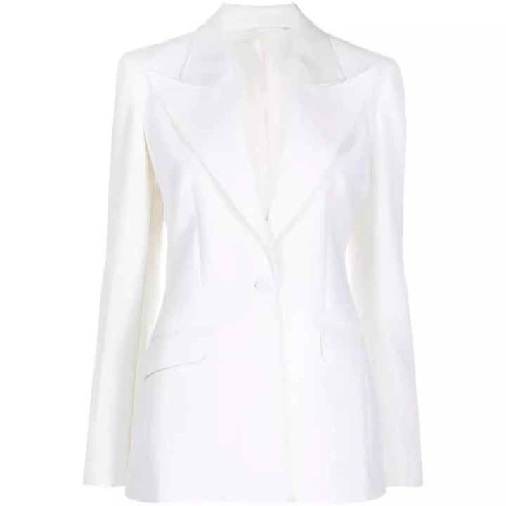 Women Elegant Single-Breasted Tailored Blazer with Tailored Cut and Wide Palazzo Pants Mune Fashion