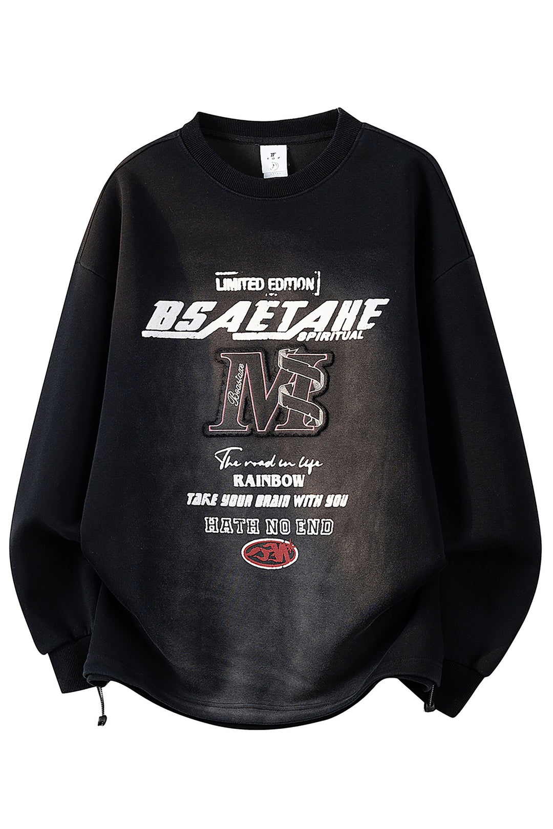 Men's Oversize Sweatshirt with Allover Print, Round Neckline & Drawstring Hem Mune Fashion