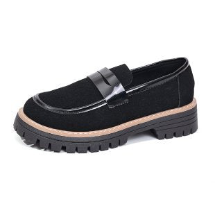 Ladies nan fashionable platform loafers with rugged tractor sole, padded comfort footbed and elegant penny tab Mune Fashion