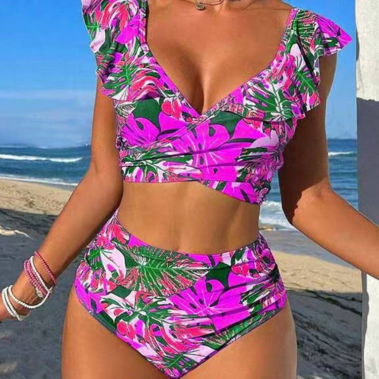 Ladies high-waisted bathing bikini with playful ruffle details Mune Fashion