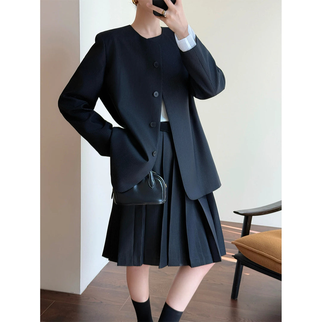 Women's Elegant Pleated Jacket Drune
