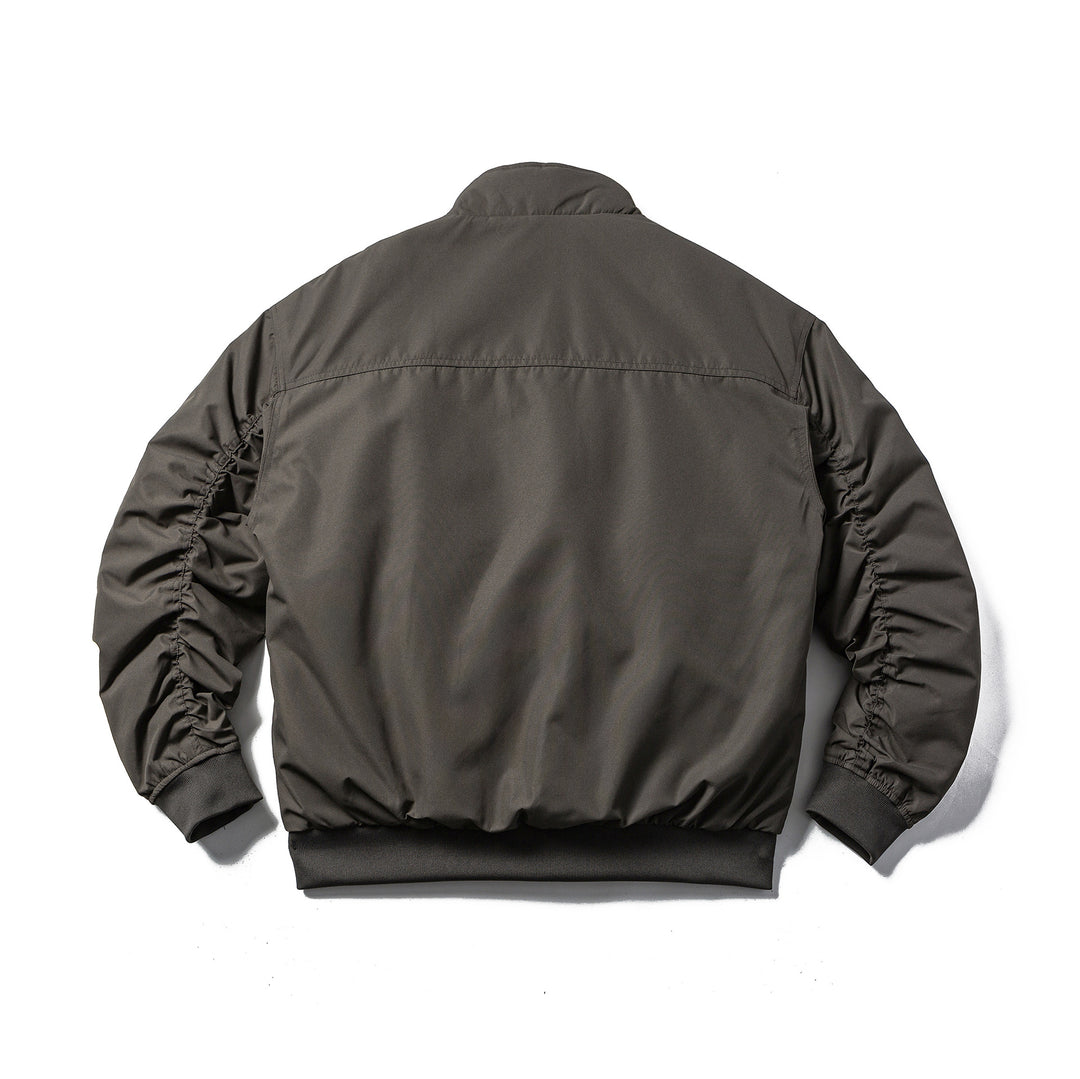 Men's Padded Bomber Jacket in Boxy Cut with High Stand-up Collar and Ribbed Hem Mune Fashion
