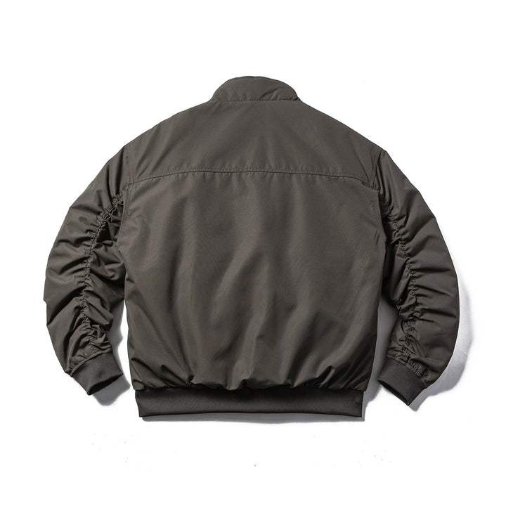Men's Padded Bomber Jacket in Boxy Cut with High Stand-up Collar and Ribbed Hem Mune Fashion