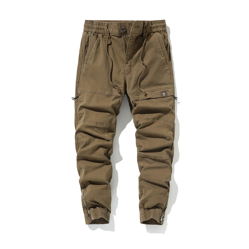 Men's Slim-Tapered Cargo Jogger made of Cotton Twill with Drawstring and Ankle Zipper Mune Fashion