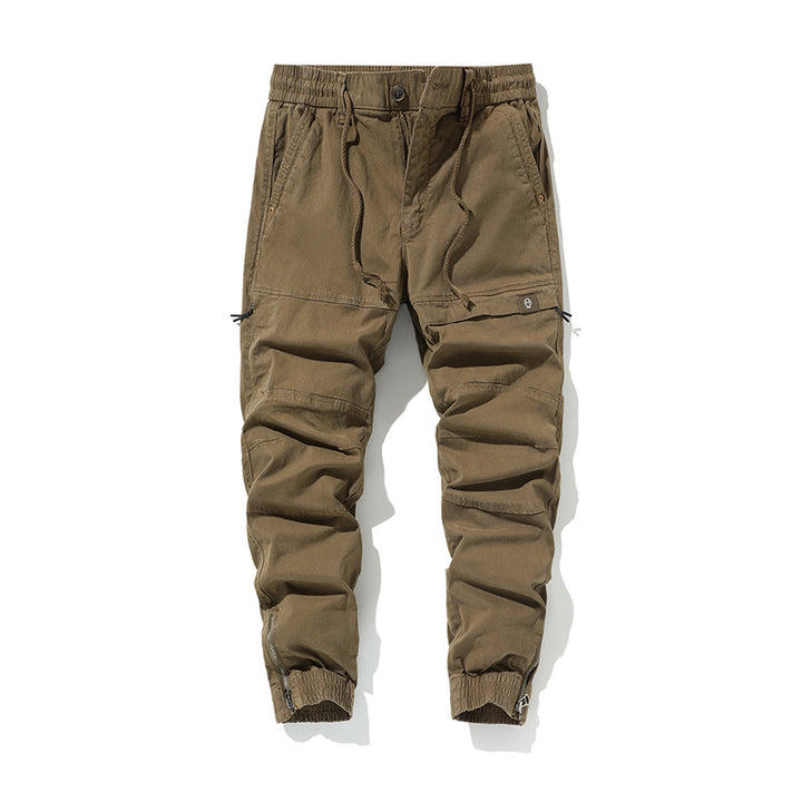 Men's Slim-Tapered Cargo Jogger made of Cotton Twill with Drawstring and Ankle Zipper Mune Fashion