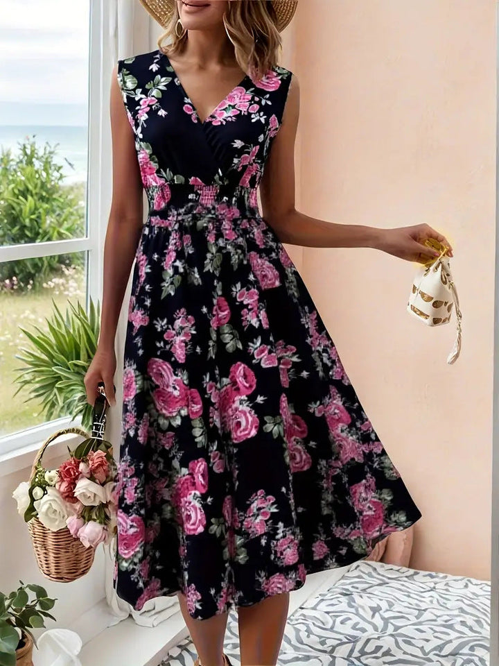 Ladies Playful A-Line Dress with Floral Details Mune Fashion
