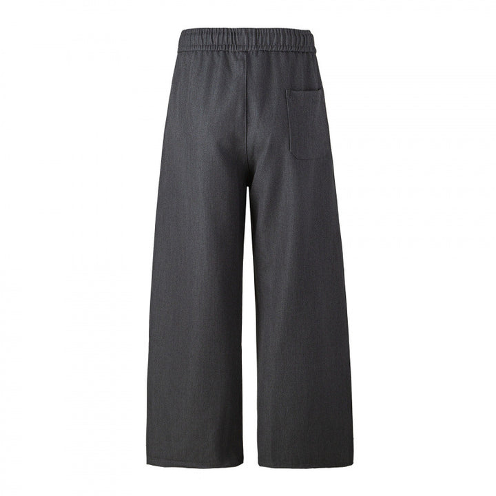 Women's Elegant Culotte Pants with Wide Leg, Crease and Elastic Comfort Waistband Mune Fashion