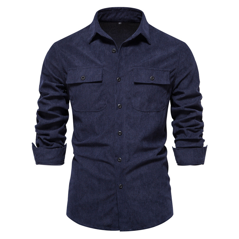 Men's fine cord overshirt with chest pockets, continuous button placket, and close-fitting silhouette Mune Fashion