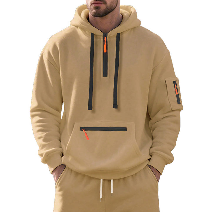 Men's half-zip hoodie with sealed zippers, kangaroo zip pocket, and arm pocket Mune Fashion