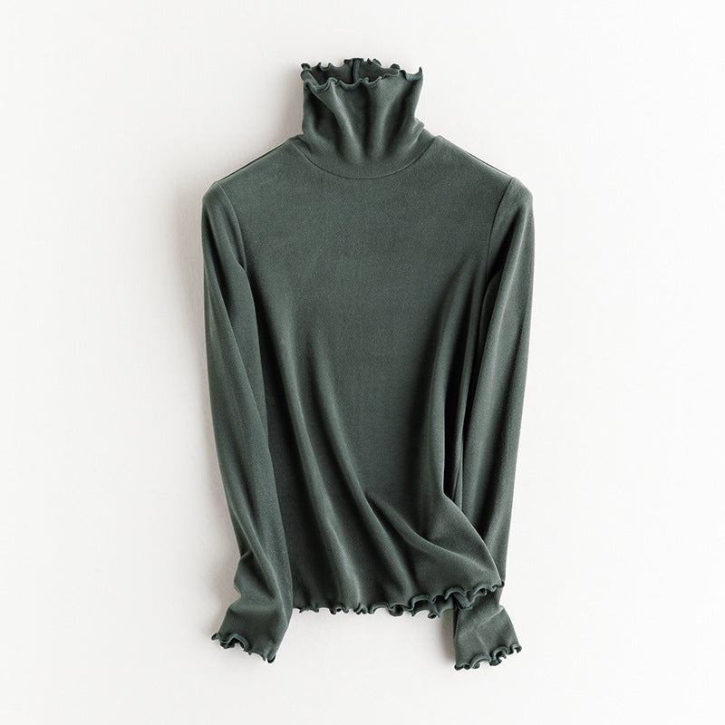 Ladies Fine Long Sleeve Shirt with Stand-up Collar made of Stretch Jersey, Body-hugging Silhouette Mune Fashion