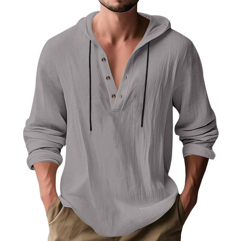 Men's casual hoodie with button placket and slim fit Mune Fashion