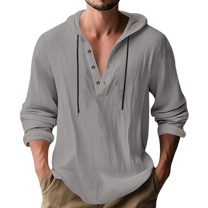 Men's casual hoodie with button placket and slim fit Mune Fashion
