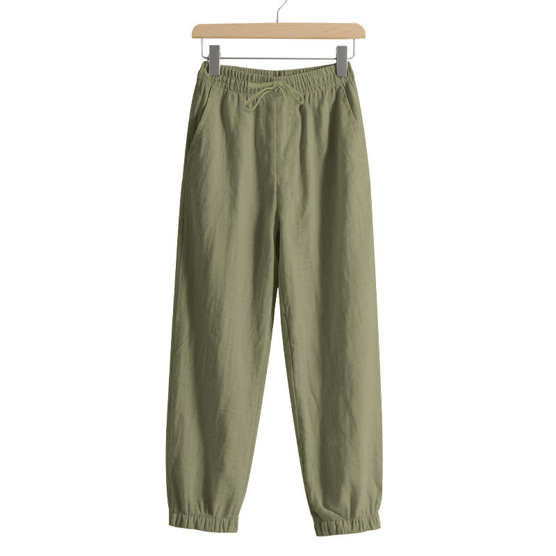 Women's relaxed-fit harem pants made of linenblend with drawstring waist and elastic ankle cuffs Mune Fashion