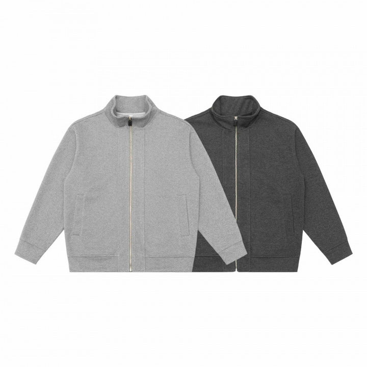 Unisex Boxy-Fleece-Zip Jacket with Stand-Up Collar and Inseam Pockets Mune Fashion