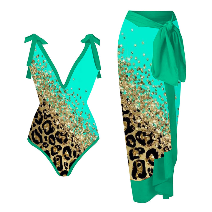 Women's One-Piece Swimsuit with Romantic Gatherings and Combined Wrap Skirt Mune Fashion