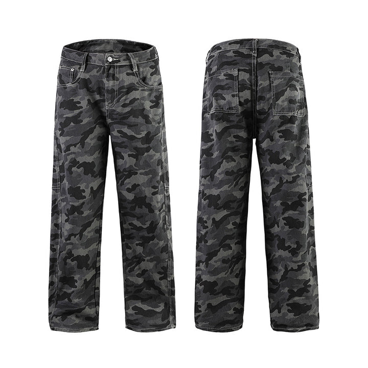 Men's Relaxed-Fit Camouflage Denim Pants with Extra Wide Leg Mune Fashion