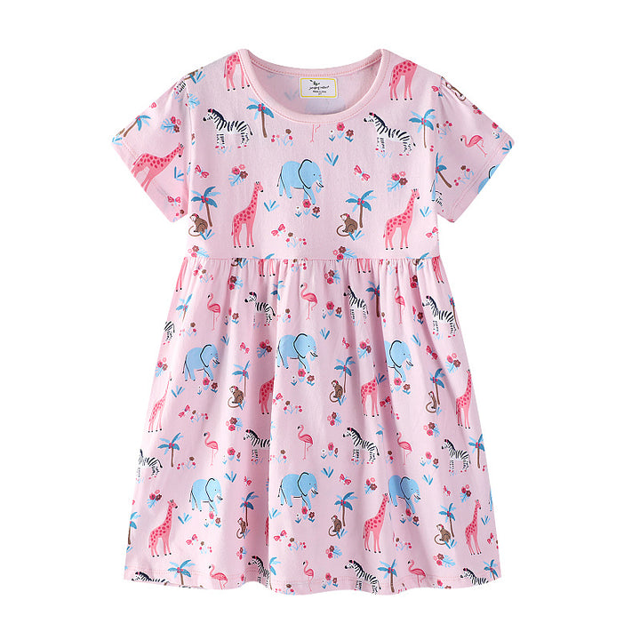 Girls cotton dress with playful animal motif Mune Fashion