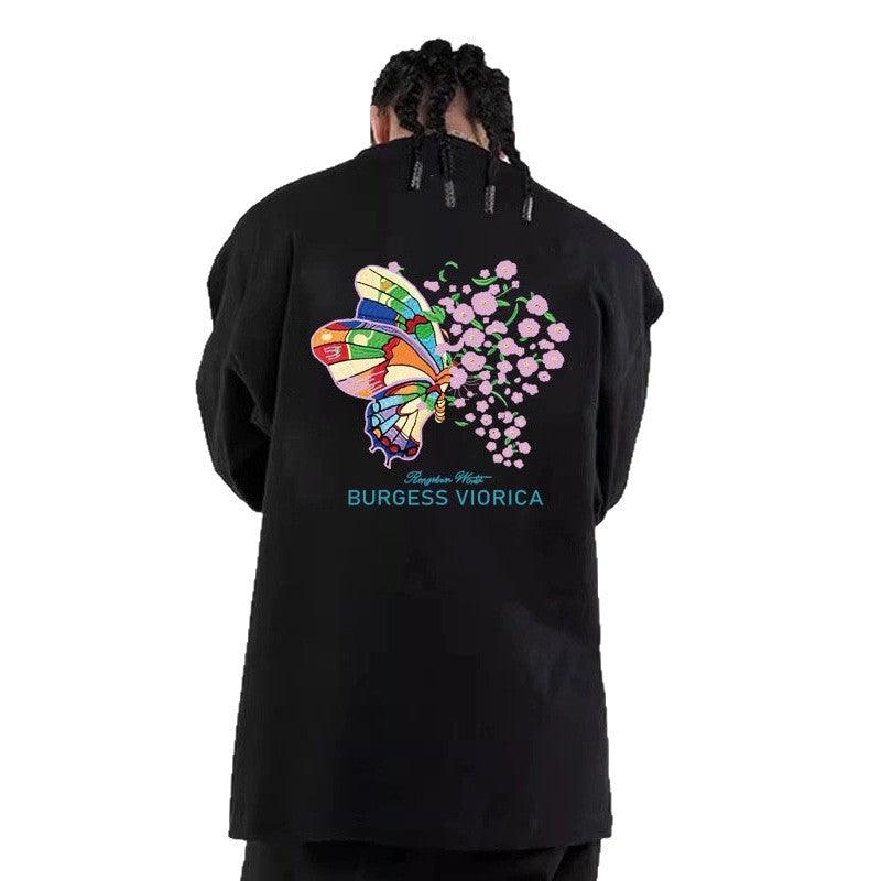 Men's Casual Oversized Sweatshirt with Colorful Butterfly Print Mune Fashion