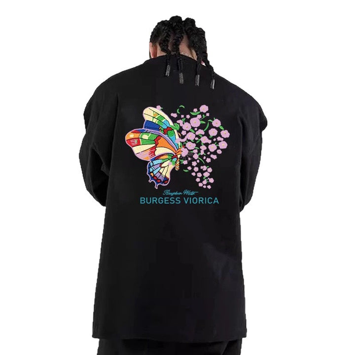 Men's Casual Oversized Sweatshirt with Colorful Butterfly Print Mune Fashion