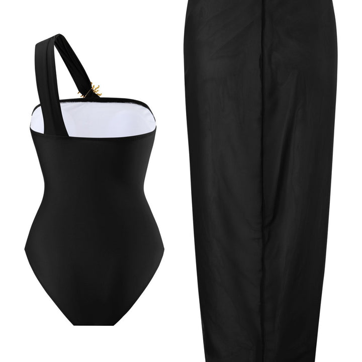 Ladies one-sided swimsuit with elegant wrap skirt Mune Fashion