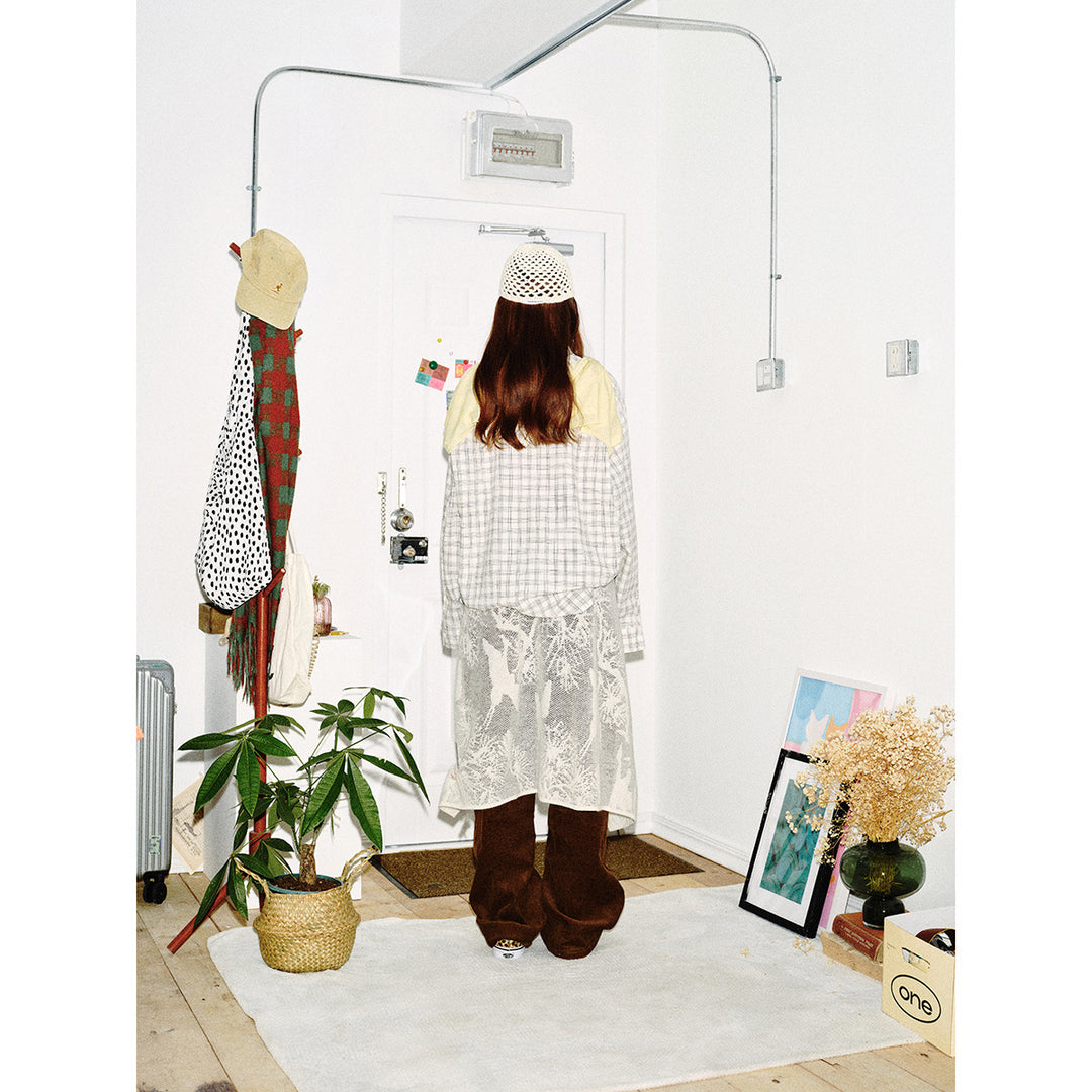 Women's Oversized Shirt made of Linen-Cotton Mix with fine checked pattern Mune Fashion