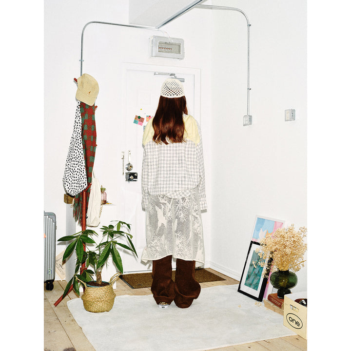 Women's Oversized Shirt made of Linen-Cotton Mix with fine checked pattern Mune Fashion