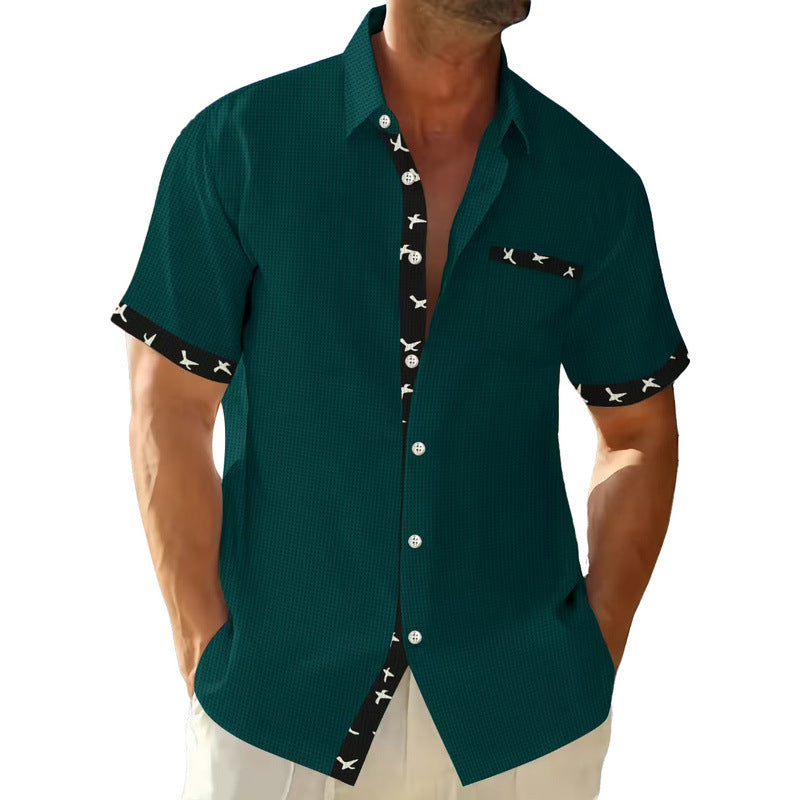 Men's structured short-sleeve shirt with chest pocket and contrast trim Mune Fashion
