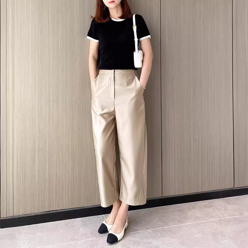 Women Elegant Wide Fabric Pants Mune Fashion