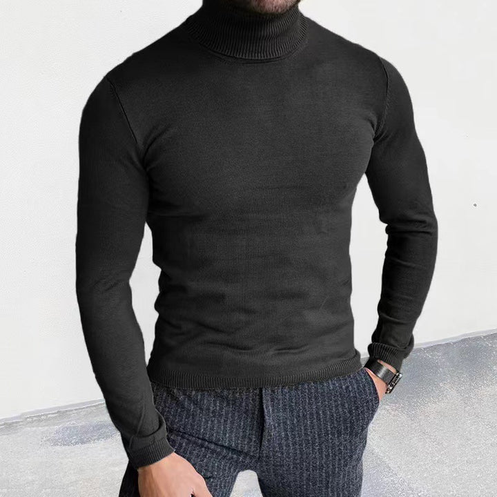 Men's Slim-Fit Turtleneck Sweater made of fine knit with ribbed stand collar and elastic waistband Mune Fashion