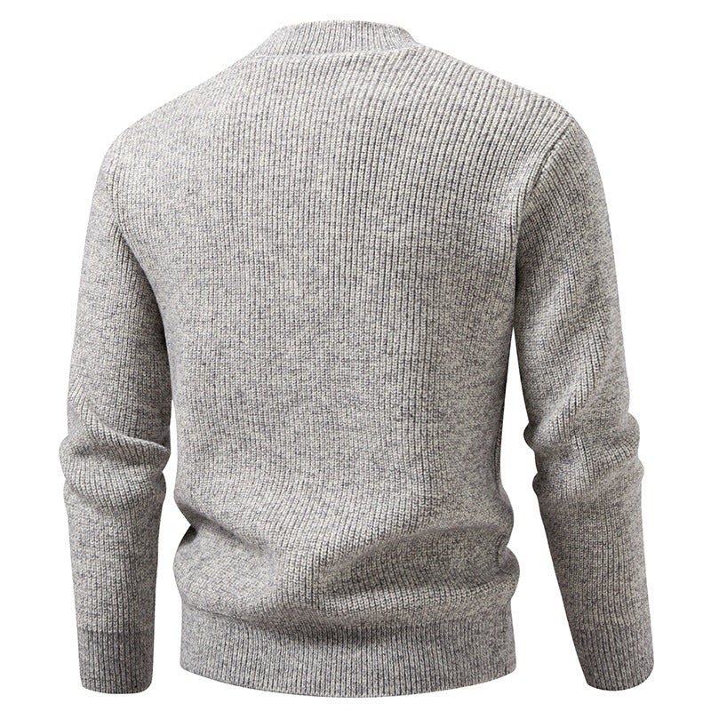 Men's fine knit henley pullover with short stand-up collar, button placket and ribbed cuffs Mune Fashion