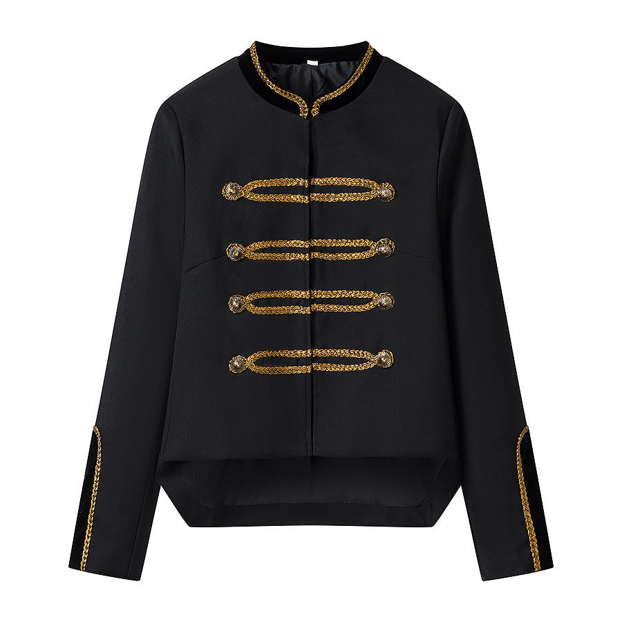 Women's military-inspired short jacket with gold decorative trimmings Mune Fashion