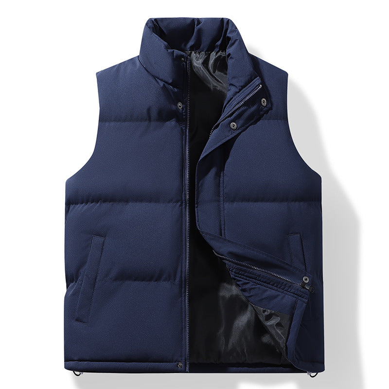 Men's Quilted Thermal Puffer Vest with High Stand Collar and Drawstring Hem Mune Fashion