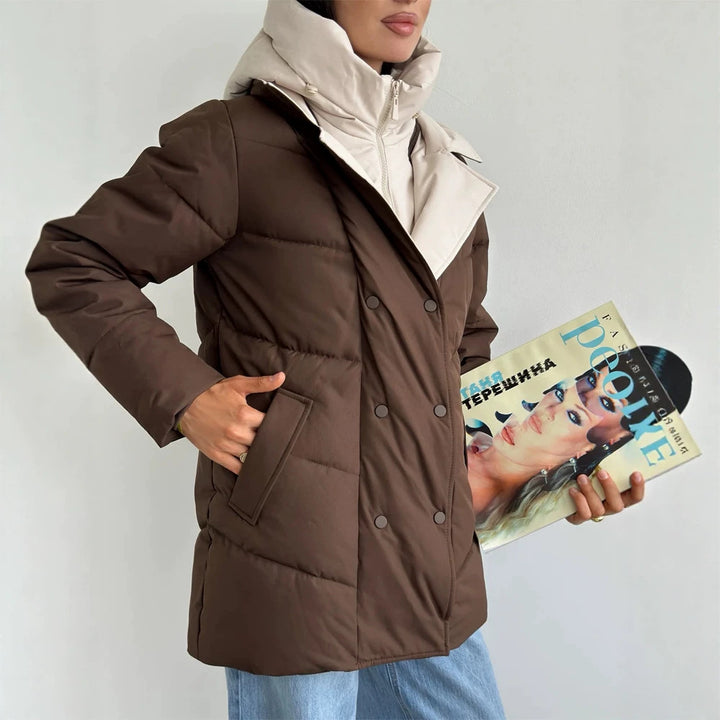 Women padded double-breasted parka with removable quilted inner vest Mune Fashion