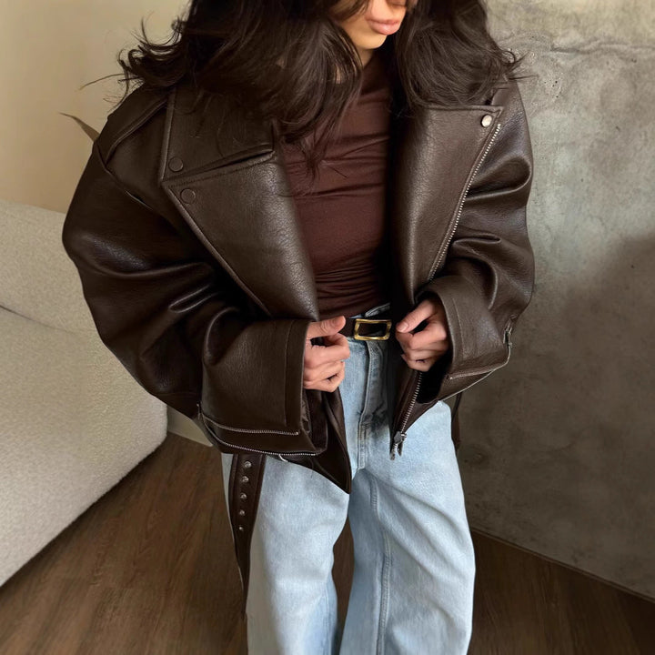 Women's Oversized Jacket with Waist Belt Mune
