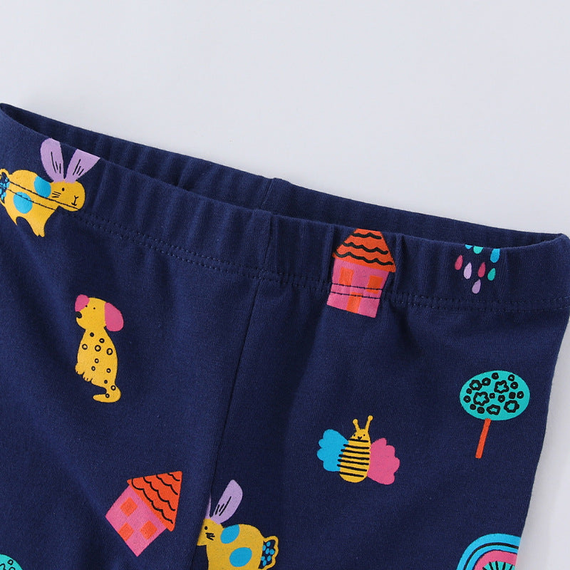 Girls leggings with colorful animal and house pattern Mune Fashion