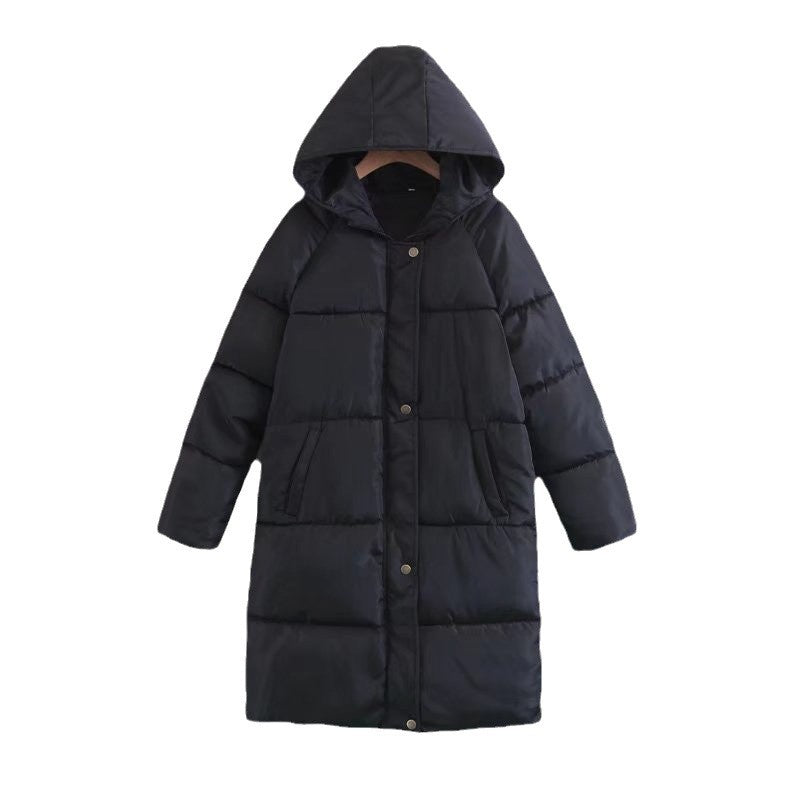 Women Longer quilted hooded coat with padded insulation Mune Fashion