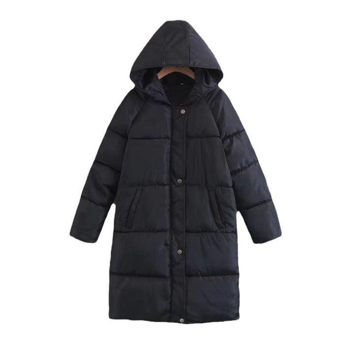 Women Longer quilted hooded coat with padded insulation Mune Fashion
